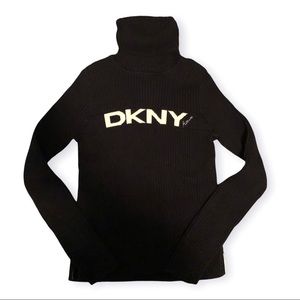 DKNY Active Black Knit Sweater, Turtleneck sweater size Medium